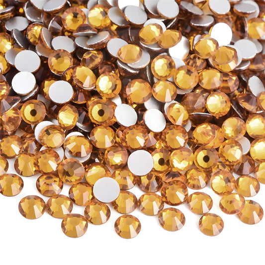 Flatback Rhinestones Round Gems for Nails Art and Crafts 2000Pcs SS16 4mm Glitter Crystals Stone DIY Bags Clothes Shoes (Golden Yellow)