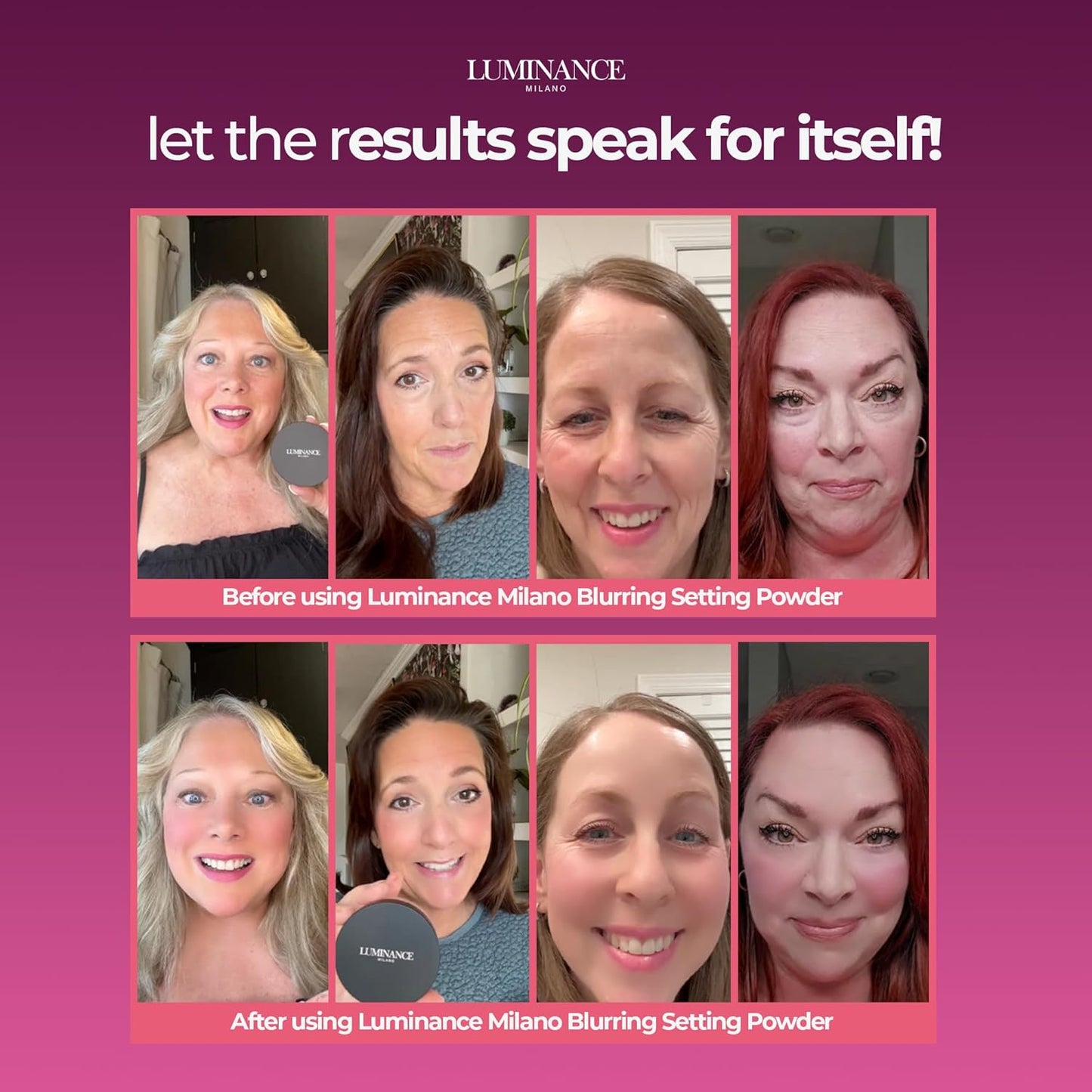 Original Luminance Milano Ultra Pink Powder Setting Powder Makeup – Mineral Loose Face Powder Makeup, Oil Control, Pore-Blurring, Matte Creaseless Baking, Ultra Pink