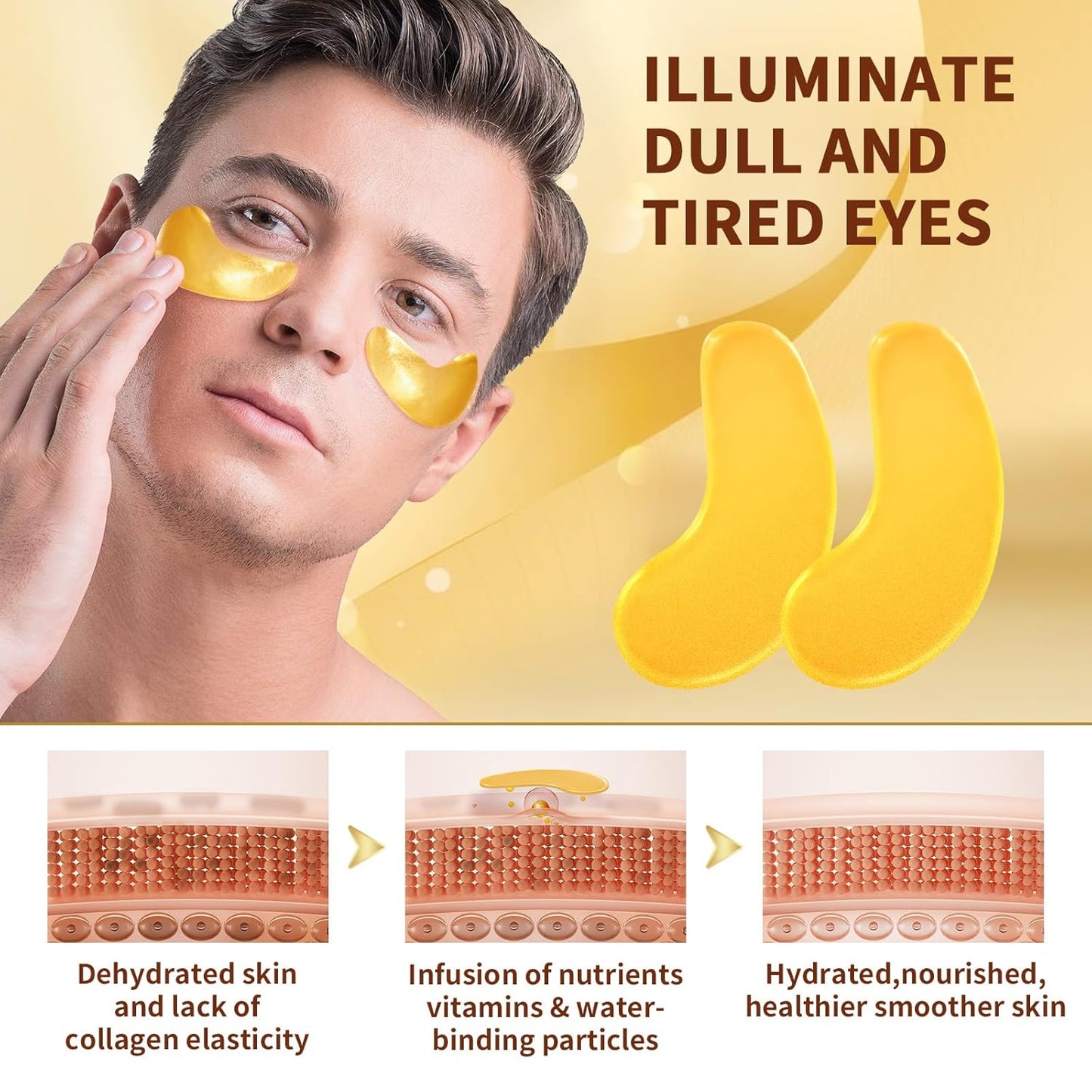 20Pairs/40Pcs 24K Gold Eye Patches, Collagen Eye Masks for Dark Circles and Eye Bags, Smooth Wrinkles & Puffy Eyes, Moisturizing Skin, Skincare Eye Treatment, Beauty & Personal Care