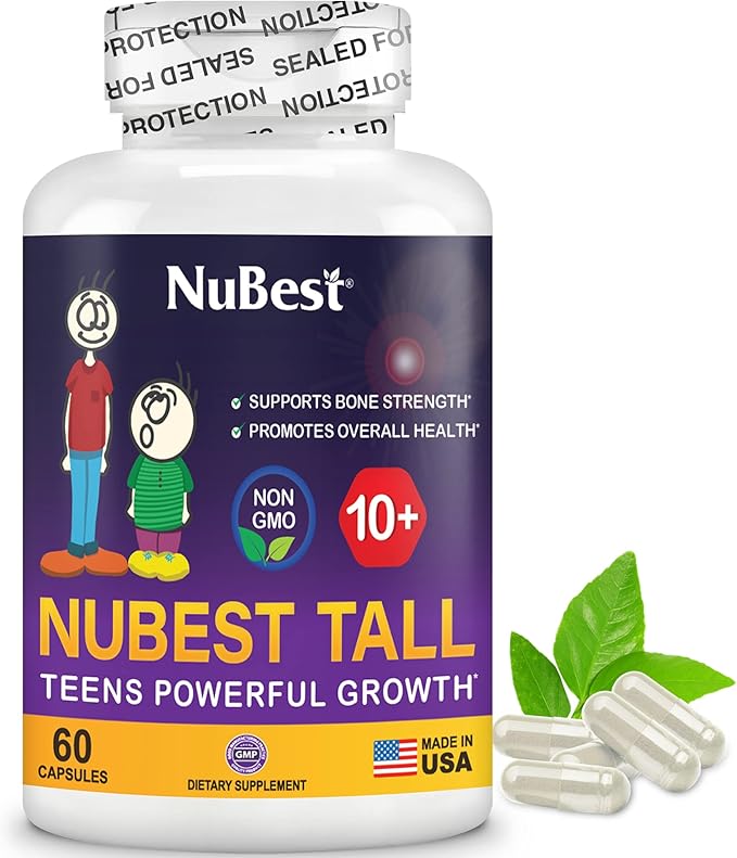 NuBest Tall 10+ - Premium Bone Strength Formula, Enhanced Immunity and Overall Health for Age 10+ - Who Drink Milk Daily with Calcium, Vitamin D3, Vitamin K2, and Multivitamins - 60 Capsules