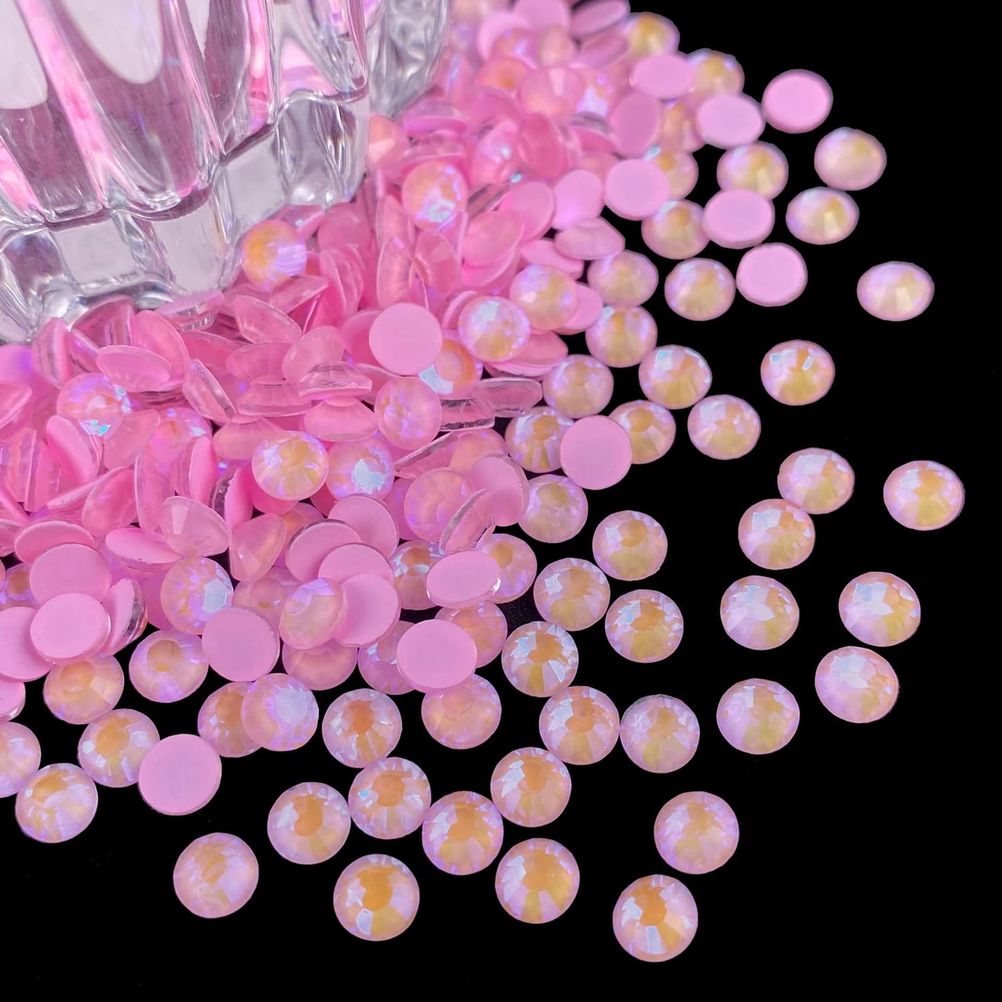 Flatback Glass Rhinestones,Bedazzler Gems 1440pcs Non Hotfix Crystal Rhinestones for Nail Charms Crafts Clothes Tumblers,Pink AB Neon,SS20