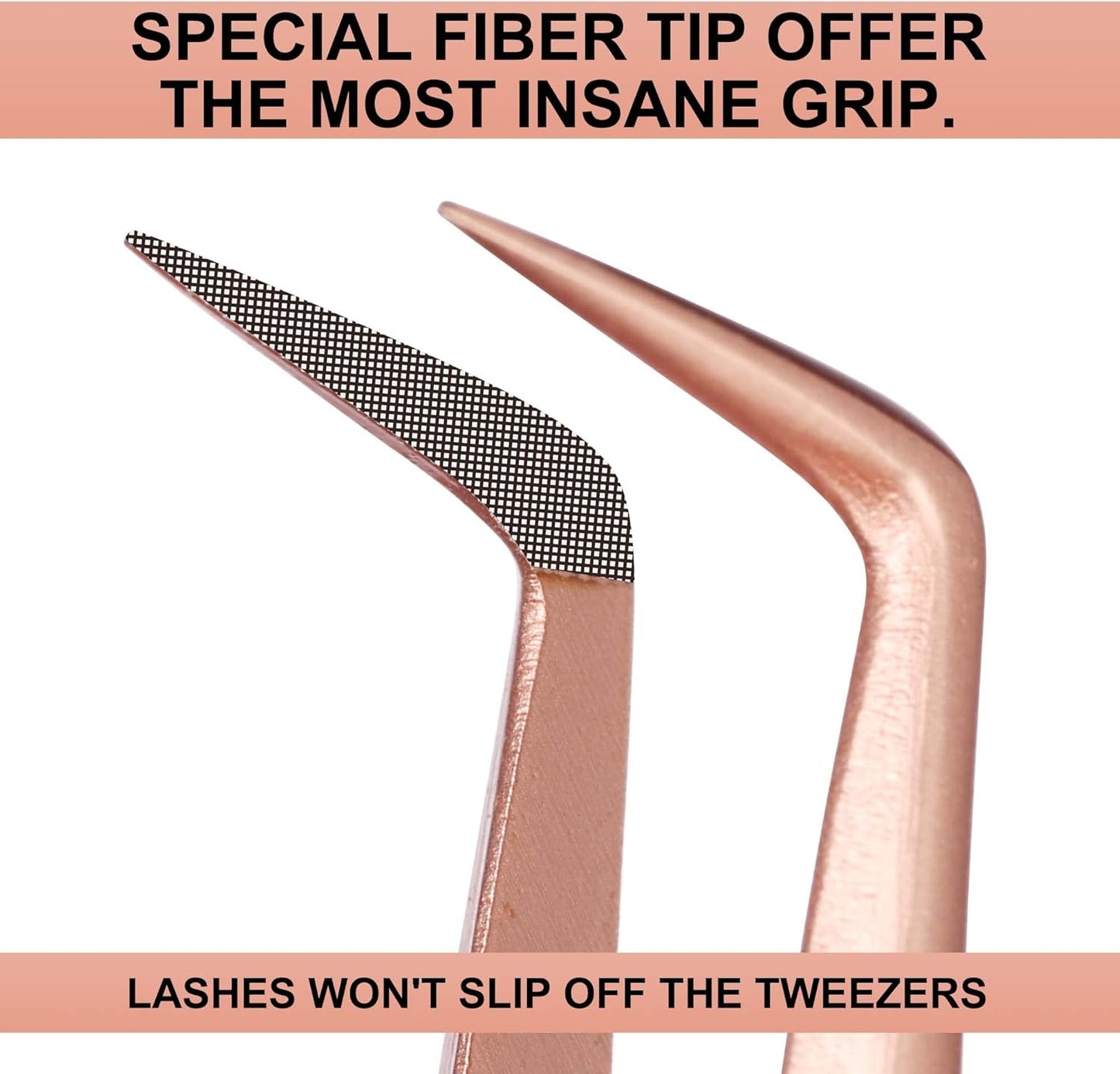 Fiber Tip Lash Tweezers For Eyelash Extension 4 Pcs Tweezers Professional Artist Tech Work Kit Tools,Best Volume Eyelash Lashes Extensions Precision Supplies Volume Boot 90 45 Degree(Rose Gold)