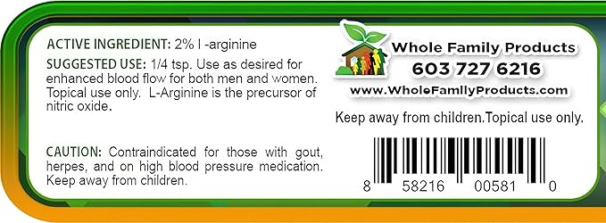 Arginine Cream - 2 oz - L-Arginine Nitric Oxide Support Supplement for Men & Women - Unscented