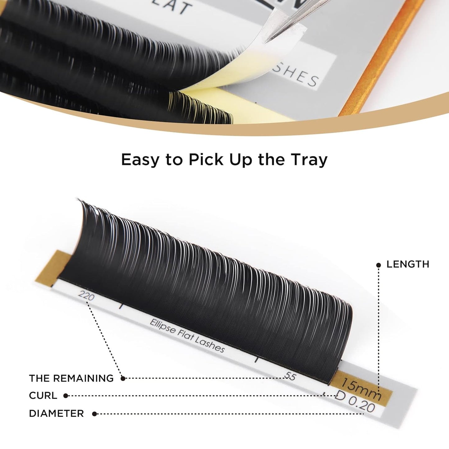 LASHVIEW Ellipse Eyelash Extensions 0.15mm D Curl 12mm Flat Eyelash Extension Eyelashes Lashes Extension Black False Lashes Flat Lash Extension Lashes Extensions Salon Use