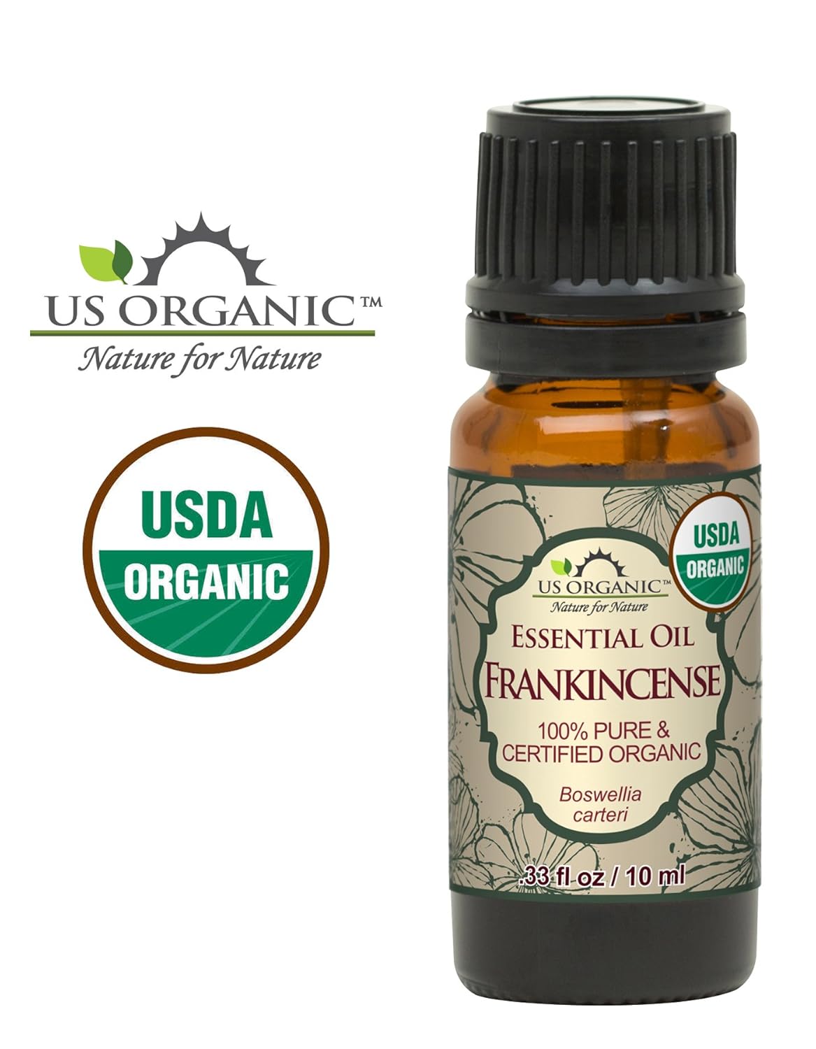 US Organic 100% Pure Frankincense (Boswellia Carteri) Essential Oil - Sourced from The Horn of Africa, USDA Certified Organic, Use Topically or in Diffuser, Perfect for Yoga or Meditation (10 ml)