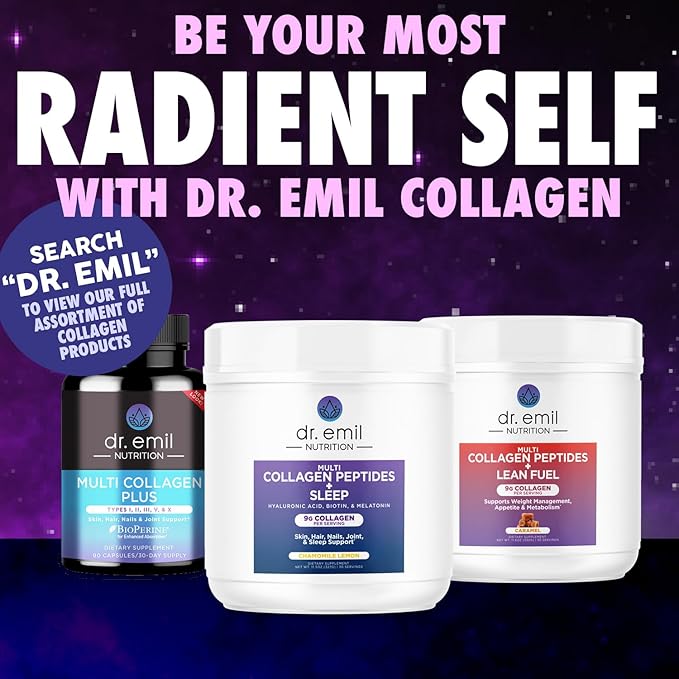 DR. EMIL NUTRITION Collagen Peptides Powder Plus Sleep Support - Collagen Powder for Women with 5-HTP, Melatonin & L-Theanine - Collagen Supplements with Biotin for Hair, Skin & Nails