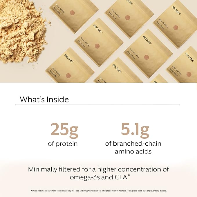 Promix Whey Protein Powder, Peanut Butter - 5lb Bulk - Grass-Fed & 100% All Natural - ­Post Workout Fitness & Nutrition Shakes, Smoothies, Baking & Cooking Recipes - Gluten-Free & Keto-Friendly
