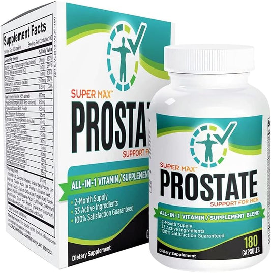2-Month Prostate Health Support Supplement with 33 Active Ingredients - Prostate Supplements for Men - Prostate Pills - 180 Capsules