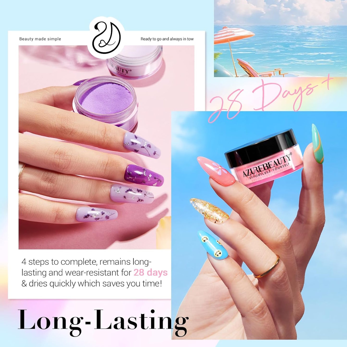 AZUREBEAUTY Dip Powder Nail Kit with Electric Nail Drill 24 Colors Spring Summer Macarons Purple Pink Nail Starter Kit with Dip Liquids Base Top Coat Activator Portable French Nail Art Essential Set