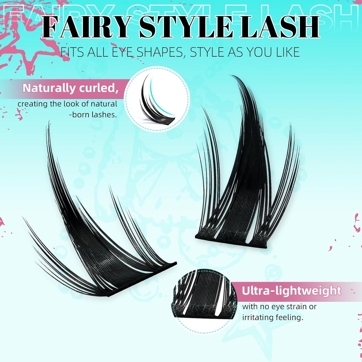 Lash Clusters Kit 160PCS Fairy Eyelash Clusters Kit with Lash White Bond and Seal,Eyelash Glue Remover and Applicator, Manga Eyelashes Wide Stem Cluster Eyelashes Extensions Kit(Lily,C-Mix10-18mm)