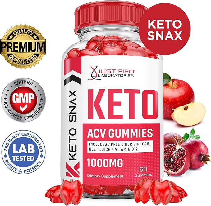 (2 Pack) Keto Snax Keto ACV Gummies Advanced Formula 1000MG Keto Snax Keto Gummies Apple Cider Vinegar Formulated with Pomegranate Beet Juice Powder B12 Vegan Non GMO 120 Gummys