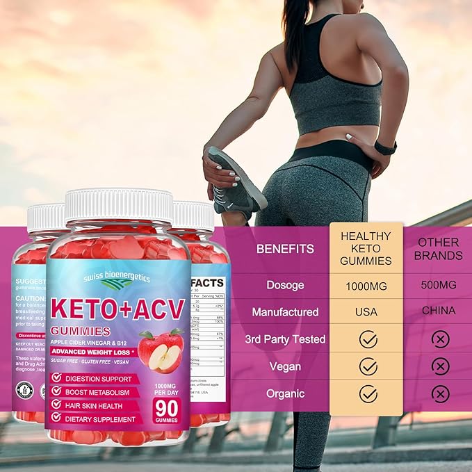 (2 Pack) 180 CT Keto Apple Cider Vinegar Gummies - Organic Keto ACV Gummy Diet Supplement - Organic ACV Gummies Keto +ACV Natural Folic Acid Vitamin B12 and B6 Beet Root for Women Men (1000MG)