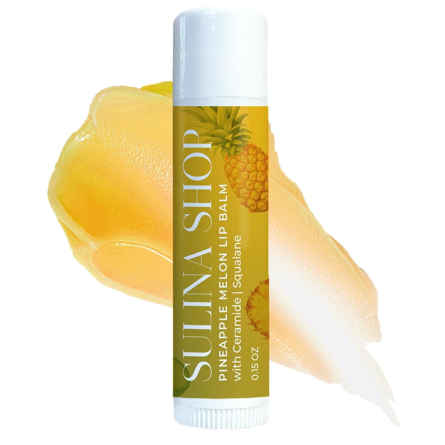 Pineapple Melon Lip Balm Hydrating & Nourishing Lip Moisturizer with Squalane, Castor Oil, Castor Oil, and Vitamin E, Smooth Application, Lip Care, Barrier Protection, Non-Waxy, Refreshing Scent