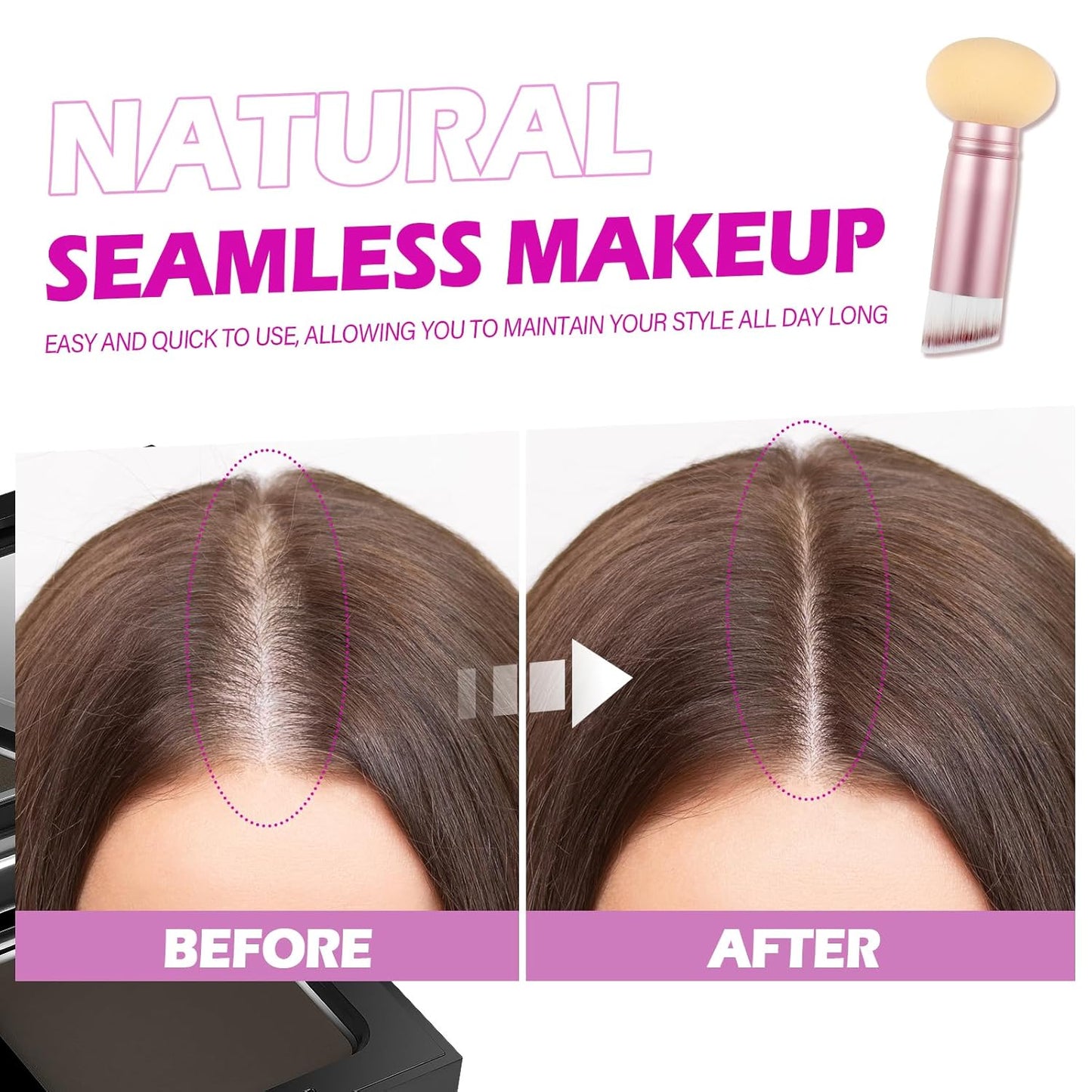 Acomler Root Touch Up Hair Color, Instantly Root Touch Up, Talc-Free Hairline Powder for Thinning, Instantly Gray Hair Cover Up, Hair Powder for Women Men, Includes Makeup Brush (Dark Brown, 0.42oz)