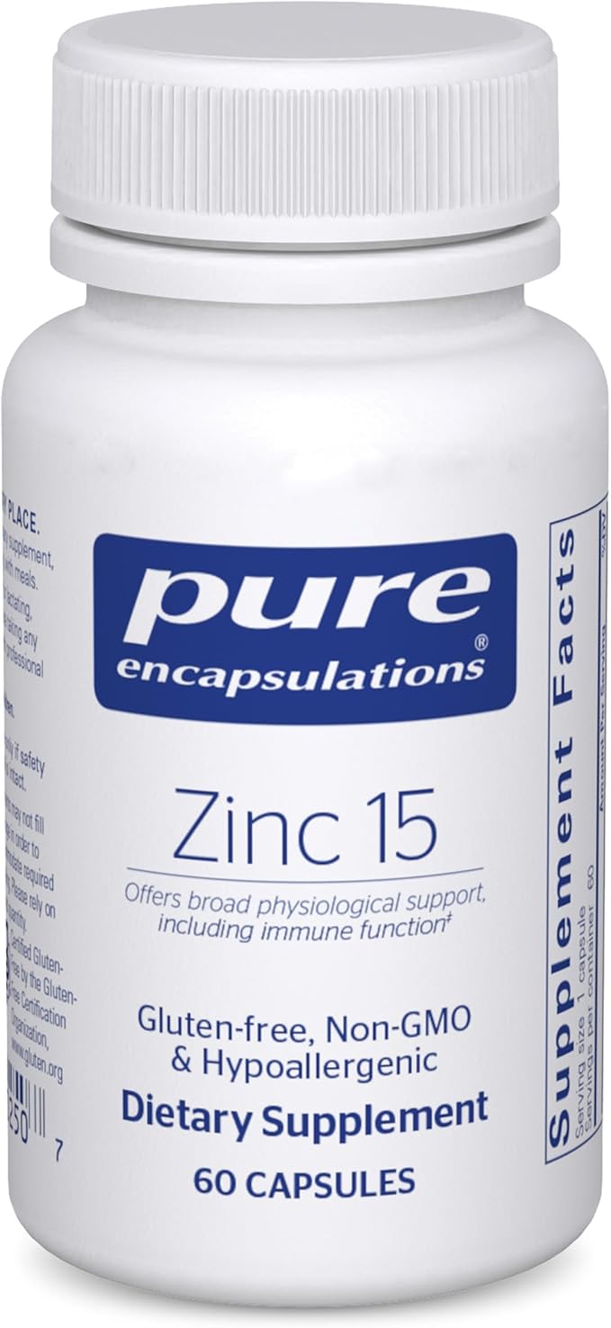 Pure Encapsulations Zinc 15 mg - Zinc Picolinate Supplement for Immune System Support, Growth & Development - for Wound Healing - with Premium Zinc Picolinate - 60 Capsules
