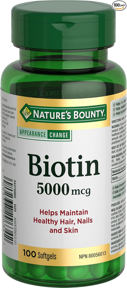 Nature's Bounty Biotin 5000mcg, 100 Count