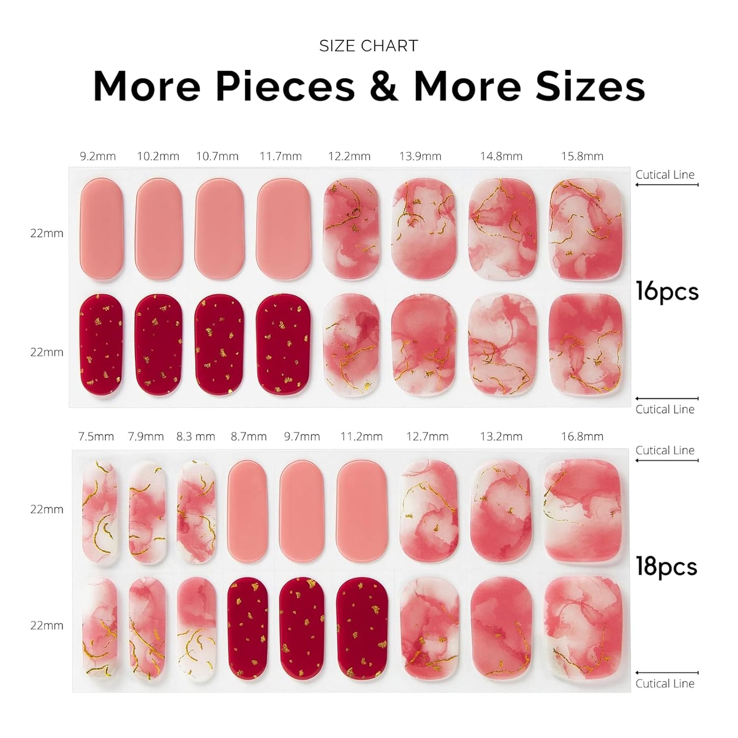 Nailog Semi Cured Gel Nail Strips 34 pcs | Long Lasting Nail Polish Sticker Wraps with Glossy Gel Finish | Rose Cloud