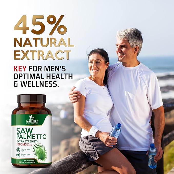 Saw Palmetto Extract Prostate Supplement - 1000 MG Saw Palmetto Supplement, Nature's Prostate Support Supplement for Men Health Support, Men's Prostate Urinary Health Support Supplement - 60 Capsules