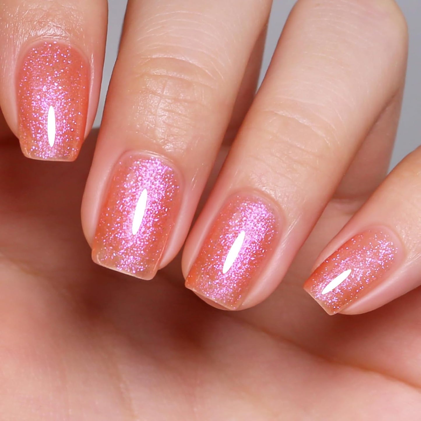 Imtiti Glitter Gel Nail Polish, Coral Iridescent Glitter Gel Polish Diamond Shimmer Sparkle Soak Off UV LED Nail Gel Polish spring summer Manicure 10ML