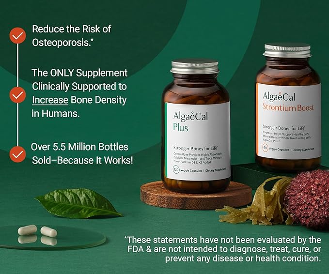 ALGAECAL Bone Builder Pack - Organic Red Algae Calcium Supplement. with 16 Essential Bone Strength Nutrients. Clinically Supported to Increase Bone Density Within 6 Months––Guaranteed! - 3 Months