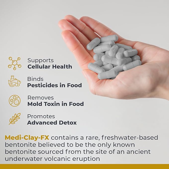 Premier Research Labs Medi-Clay-FX: Bentonite Clay Capsules for Detoxification | Food Grade Smectite Supplement | Absorb Toxins, Supports Cellular Health and Mold Detox - 60 Capsules