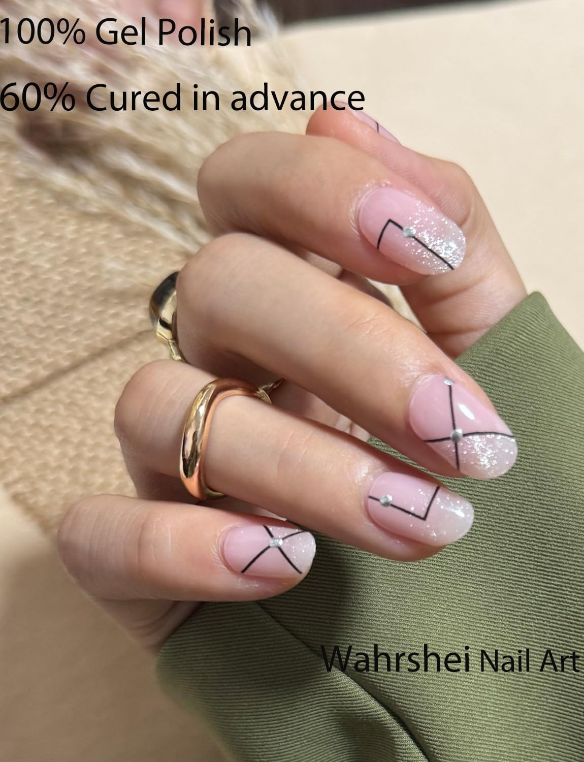 Semi Cured Gel Nail Strips, 20pcs Cat Eye, Lines, Gel Nail Stickers UV for Home Nails DIY