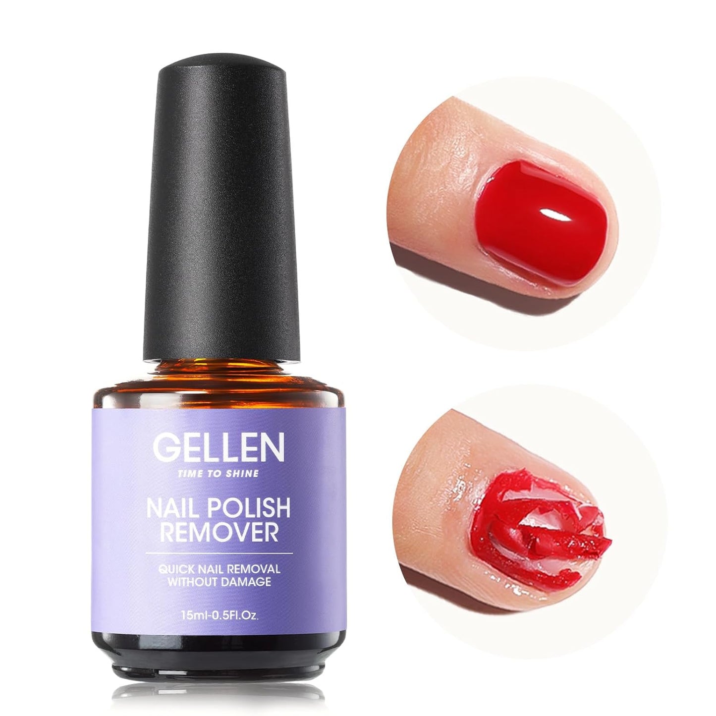 Gellen Gel Nail Polish Remover, 1pc Gel Polish Remover for Nails, Quick & Easy Nail Gel Remover in 2-5 Minutes, No Need Soaking Or Wrapping -15ml