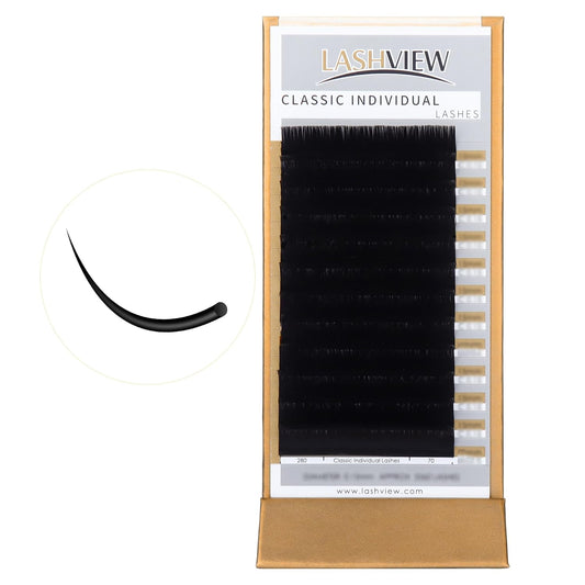 LASHVIEW 0.20 Thickness C Curl11mm Silk Fake Eyelash Extensions Natural Thick Lashes Semi-Permanent Individual Eyelashes Application for Professional Salon Use