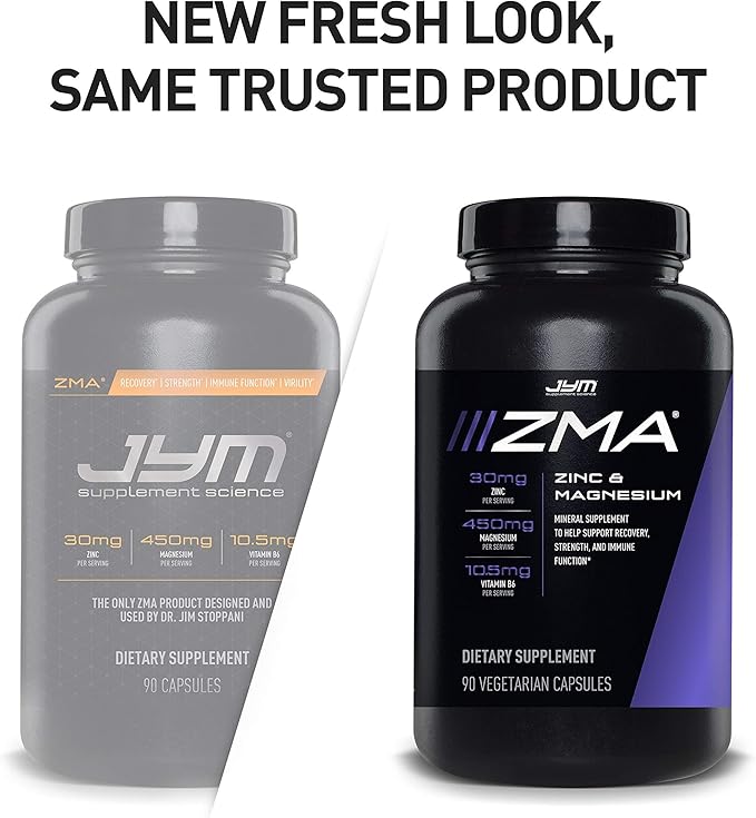 ZMA JYM, Zinc & Magnesium Supplement - Zinc, Magnesium and Vitamin B6, YM Supplement Science, 90 Vegetarian Capsules