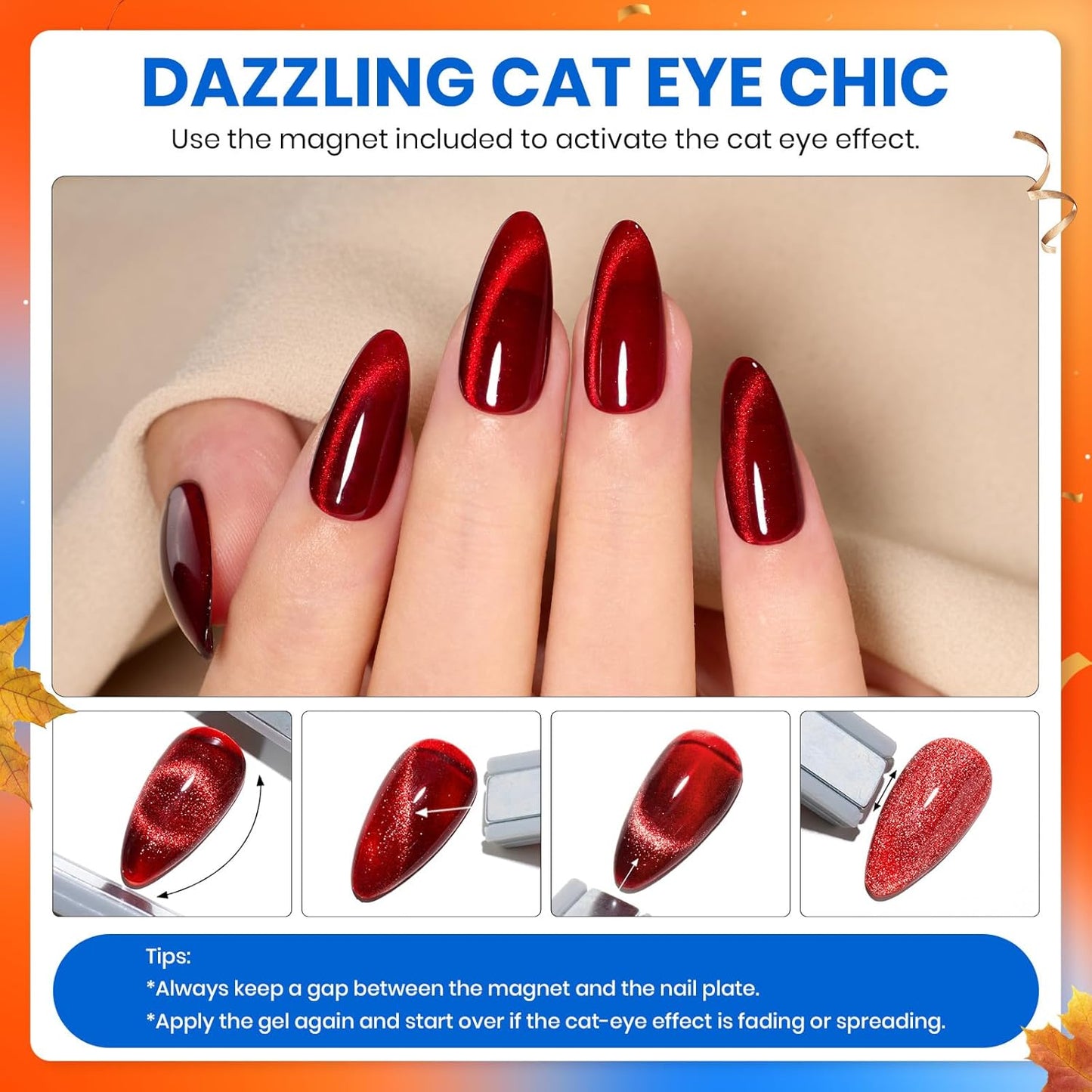 Beetles Fall Gel Nail Polish Colors Set - Amber Twilight 20 Colors 2025 Yellow Orange Red Cat Eye Brown Green Soak Off Uv Manicure Kit With Base Glossy Matte Top Coat Gift for Women