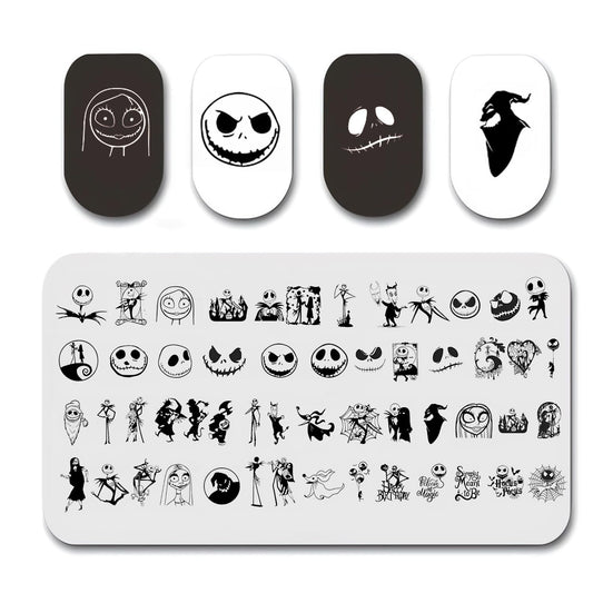 OCOUYVD Halloween Nail Stamping Plates Nightmare Before Christmas Nail Art Stamp Plates 1Pcs