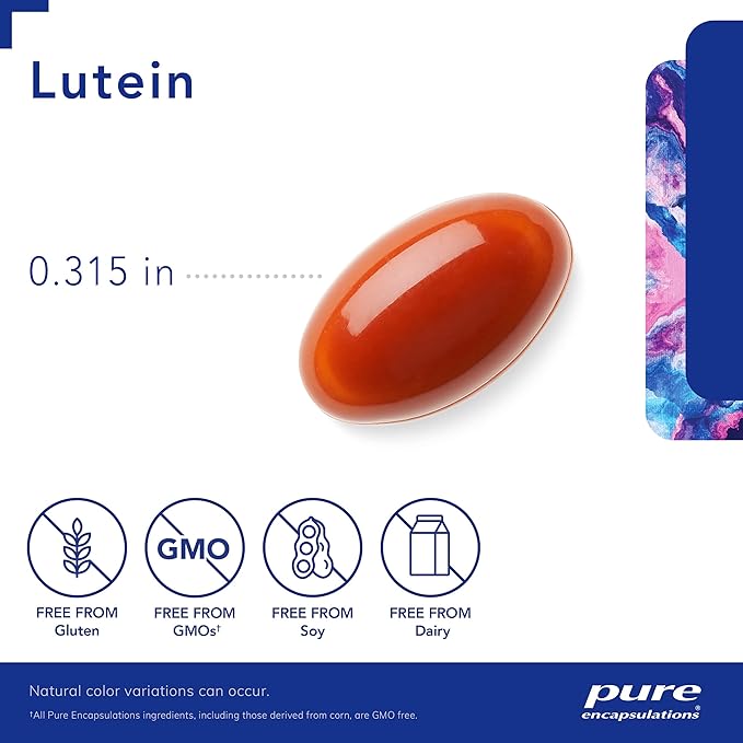Pure Encapsulations Lutein 20 mg | Hypoallergenic Antioxidant Support for Healthy Visual Function | 60 Softgel Capsules