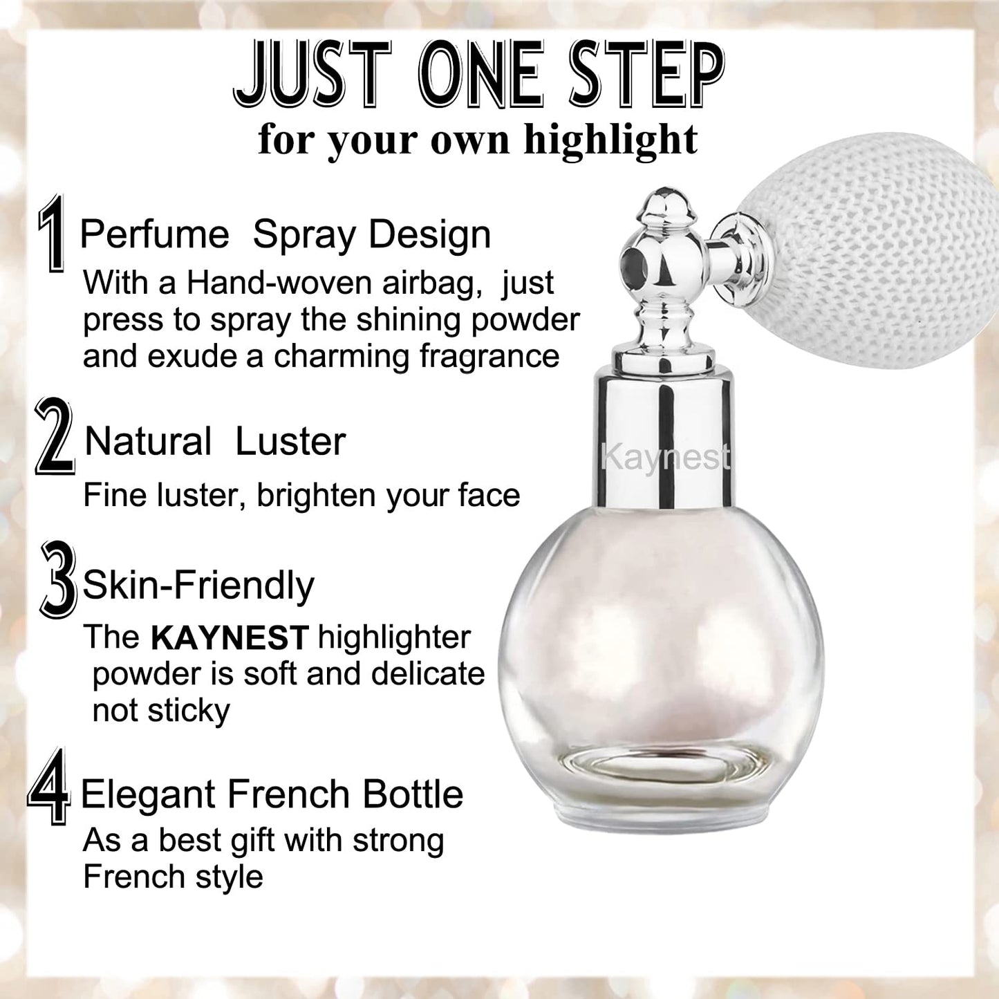 Nude Pink Highlighter Spray, Loose Shimmer Powder High Gloss Makeup Mist for Body, Face, Hair, Long Lasting Glitter Hairspray for Festive Party, Stage Shows, Nightclubs, Bar (#3)