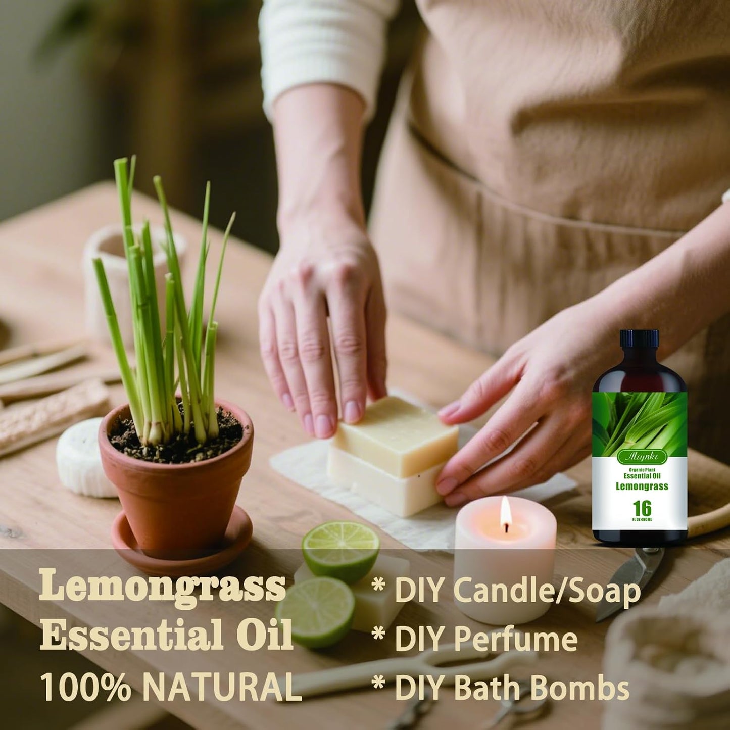 Lemongrass Essential Oil-Lemongrass Fragrance Oil 16.33oz (490ml)-100% Pure Natural Scent for Diffusers, Candles, Soap Making & Aromatherapy-Relaxing Home & Gift Essential Oil for Bath, Massage