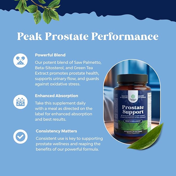 Herbal Prostate Health Supplements for Men - Advanced Prostate Supplements for Men with Beta Sitosterol Selenium Pygeum and Saw Palmetto for Men Prostate Support and Frequent Urination - 90 Capsules
