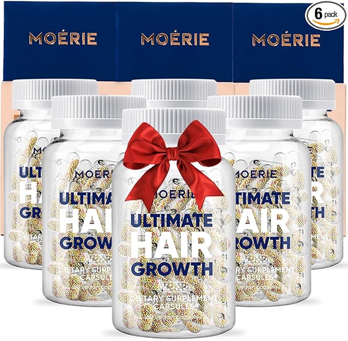Moerie Hair Growth Supplement for Women & Men - Hair Skin and Nails Vitamins With Biotin, Q10 & Minerals - For Thicker, Fuller Hair & Hair Loss Treatment - Advanced Beadlet Delivery System - 360 Pills