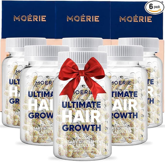 Moerie Hair Growth Supplement for Women & Men - Hair Skin and Nails Vitamins With Biotin, Q10 & Minerals - For Thicker, Fuller Hair & Hair Loss Treatment - Advanced Beadlet Delivery System - 360 Pills
