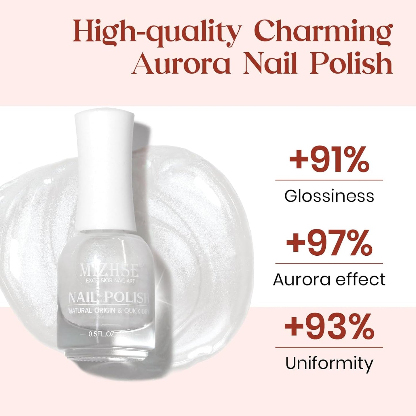 MIZHSE Nail Polish: 15Ml Mermaid Pearl Nail Polish Aurora Milky White Effect Nail Polish, Fingernail and Toenail Polish Glossy Long Lasting Nail Polish Trendy DIY at Home Nail Gift Spree