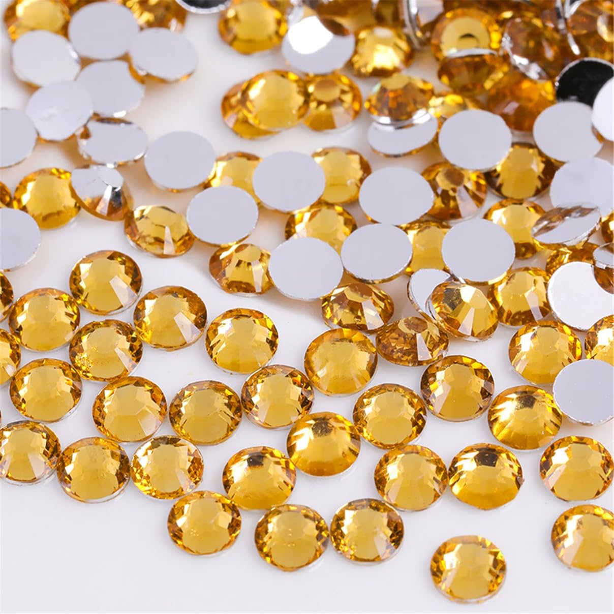 3000 Pieces SS6 2mm Flatback Rhinestones Clear Glass Round Gems Crystals for Nail Art DIY Crafts Clothes Shoes Bags （Golden Yellow）