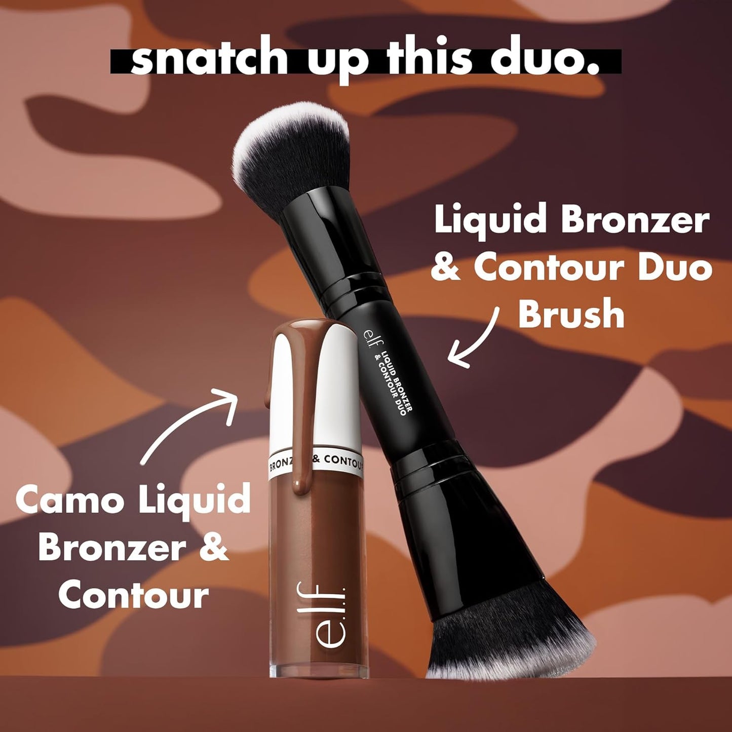 e.l.f. Camo Liquid Bronzer & Contour, Silky Highly Pigmented Formula, Creates a Long-Lasting Bronzed Glow & Natural Look, Vegan & Cruelty-Free, 7 Tan/Deep