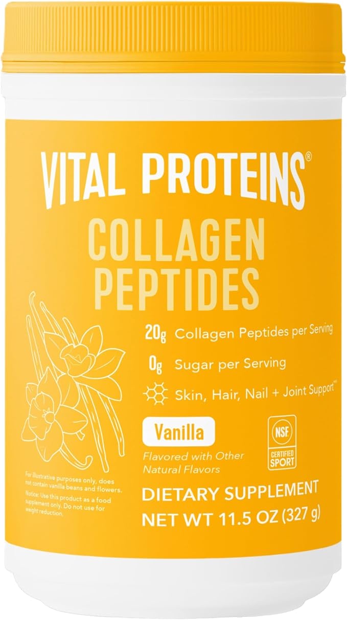 Vital Proteins Grass Fed Collagen Peptides Powder, Helps Support Healthy Hair, Skin, Nails, Bones and Joints - Hydrolyzed Collagen - Vanilla 11.5 oz