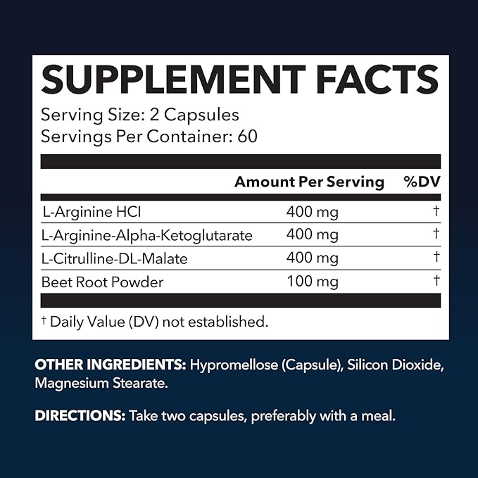 L-Arginine Capsules for Active Males - 120 Count, Non-GMO, 1200mg Blend of L Arginine and L Citrulline - Arginine Supplement for Enhanced Performance - L Arginine 1000mg for Muscle Support