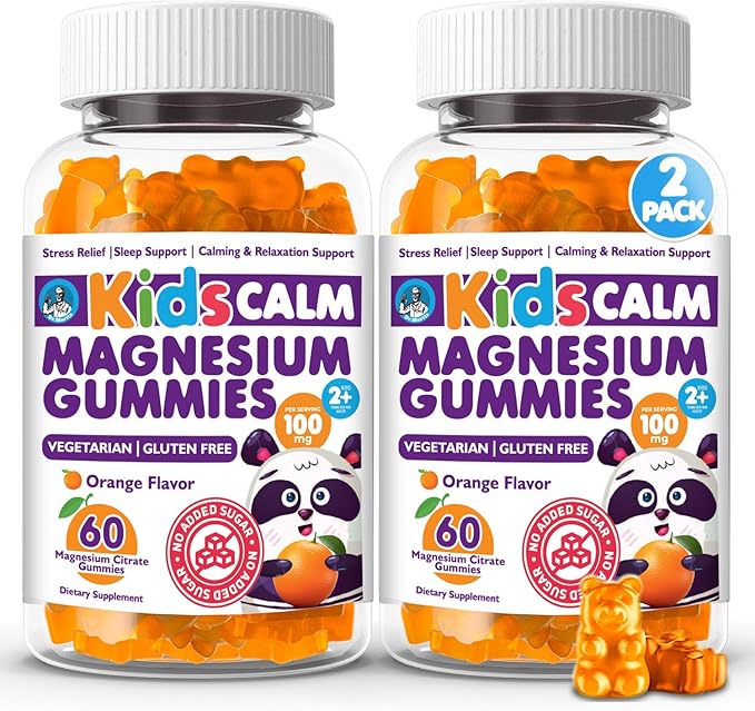 DR. MORITZ Sugar-Free Calm Magnesium Gummies for Kids and Adults - Kids Magnesium Gummies - Magnesium Citrate Gummies (120 Count (Pack of 2), Orange)