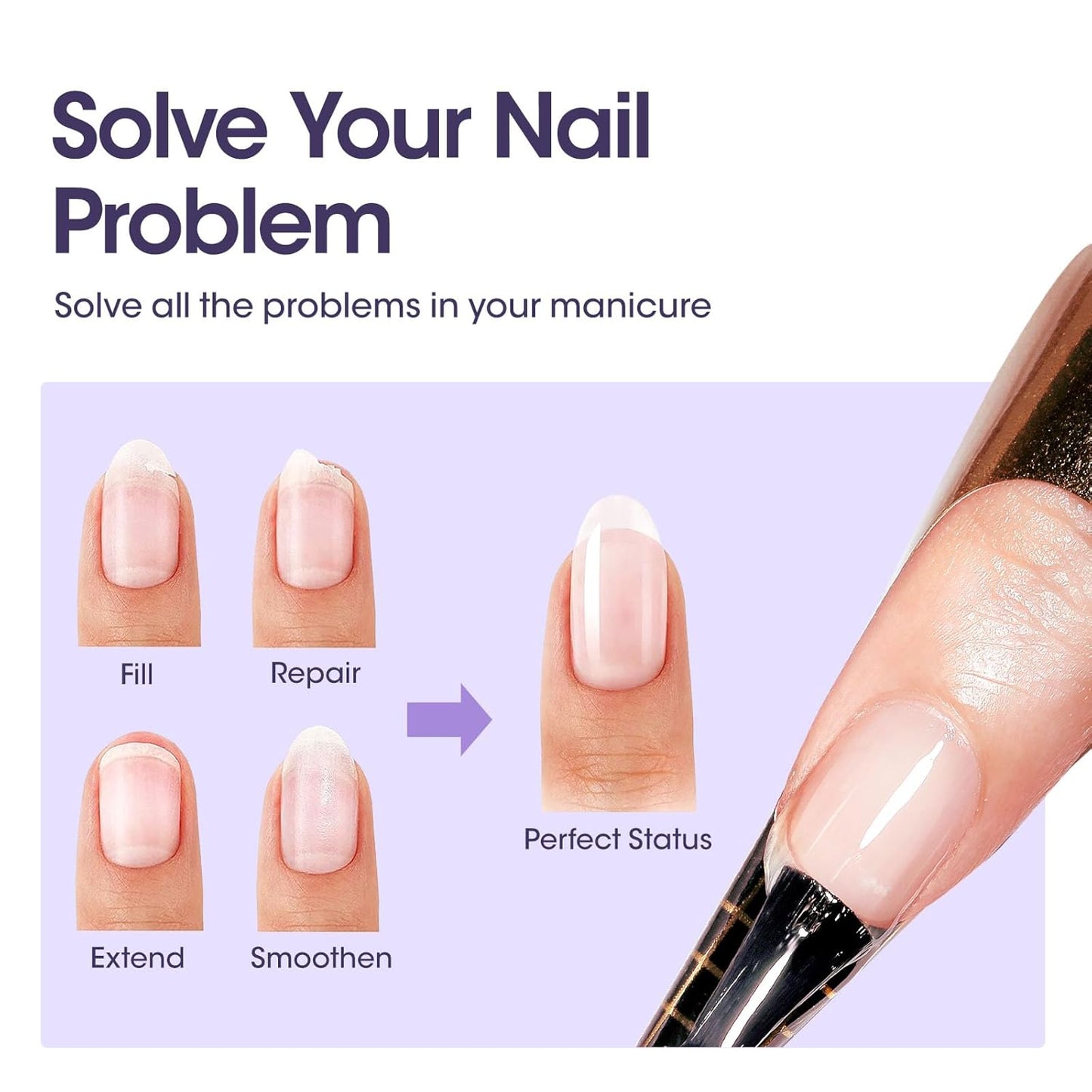 GELLEN Builder Gel for Nails and No Wipe Top Coat, 2Pcs 18ml Nail Builder Gel for Nail Extension & Strengthen and Glossy Top Coat