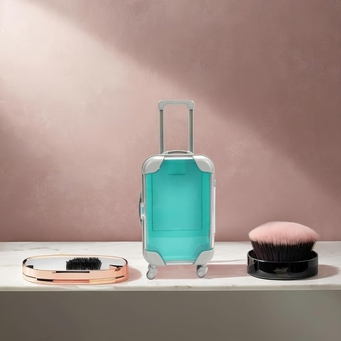 False Eyelash Storage Box, Portable Travel Organizer Mini Luggage False Eyelash Tray Makeup Tool (GREEN)