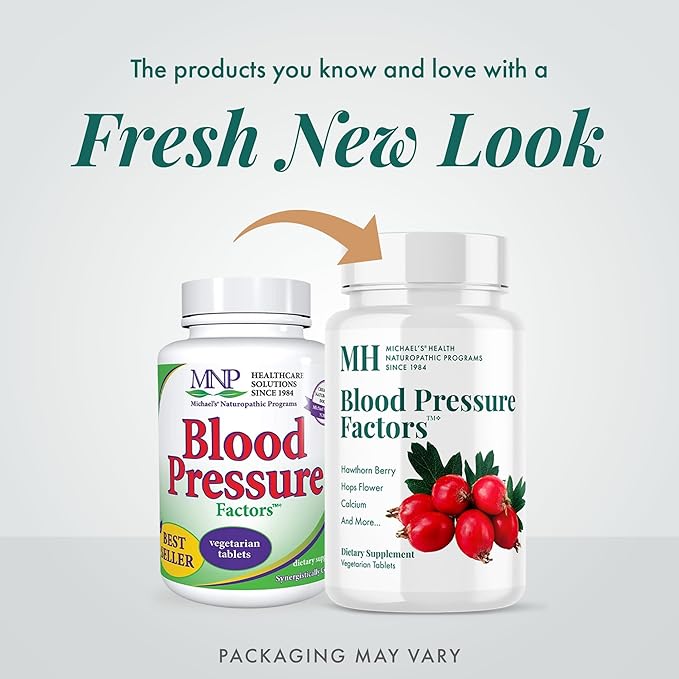 MICHAEL'S Health Naturopathic Programs Blood Pressure Factors - 180 Vegetarian Tablets - Provides Fluid Balance Support - Kosher - 60 Servings