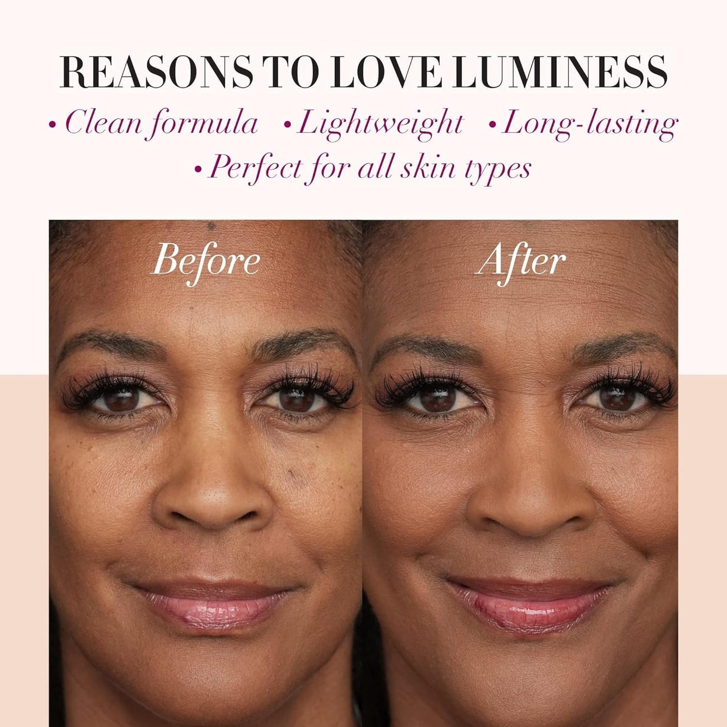 LUMINESS Silk Airbrush Spray Foundation & Buffing Brush Kit – Full Coverage Foundation & Dual-Sided Buffing Brush - Buildable Coverage, Anti-Aging Formula Hydrates & Moisturizes (Shade - Deep Rich)