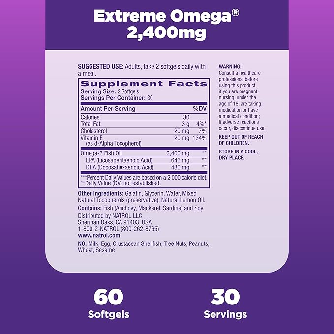 Natrol Omega-3 Extreme,Lemon 60-Count (Pack of 12)