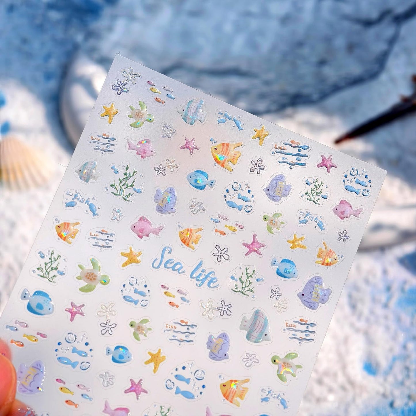 Fish Nail Stickers for Nails Art Ocean Nail Art Decals Colorful Nails Art Stickers Self Adhesive Cute Nails Charms for Women Girls Kid Manicure DIY Decoration