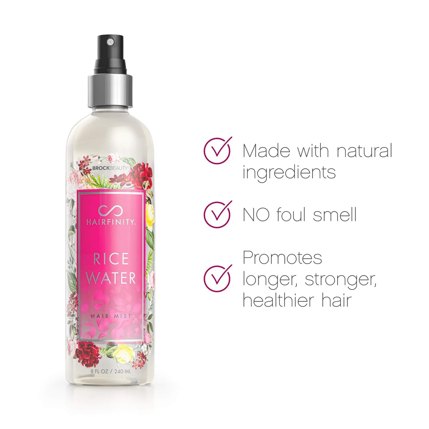 Hairfinity Rice Water Hair Mist - Silicone & Sulfate Free Formula - Best for Damaged, Dry, Curly or Frizzy Hair - Safe for Keratin and Color Treated Hair 8oz